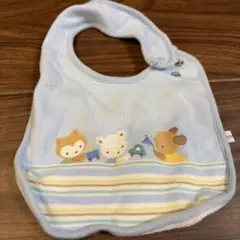 ファミリア　動物柄スタイ 水色 コットン製