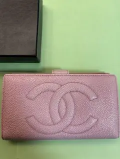 シャネル CHANEL 財布 二つ折り ピンク キャビア ココマーク がま口のサムネイル