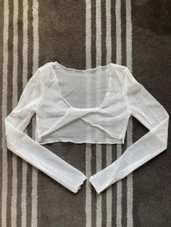 ホワイト メッシュ　バレエトップス