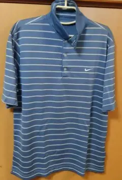 Nike Golf ポロシャツ Lサイズ 青ストライプ