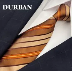 【美品】ダーバン　ネクタイ　レジメンタル　秋色　イタリア製高級シルク　ブラウン系