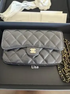 新品未使用✨24B シャネル　フラップフォンケース　チェーンウォレット　キャビア