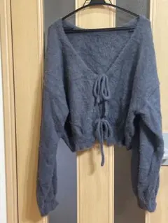 415. mily bilet リボンカーディガン ふわもこ　グレー XL