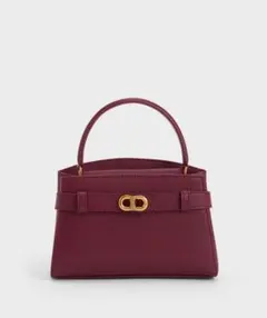 Aubrielle オブリエル メタリックバックルトップハンドルバッグ