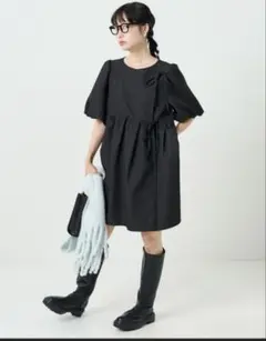 FREAK'S STORE フクレジャガードパフスリーブリボンミニワンピース