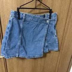 デニム ラップミニスカート 青