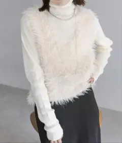 《新品》mystic シャギーニットベスト　ホワイト