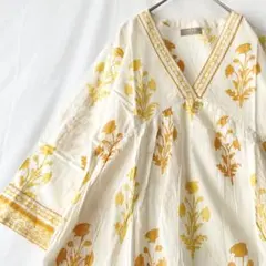 CK12シアーなふわり黄 チカンカリ 手刺繍 アナルカリ マキシワンピ 