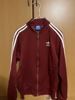 adidas バーガンディ ジップアップジャージ M