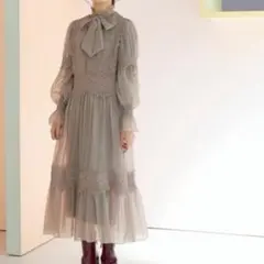 【訳あり】オーガンジードレス 透け チュール リボン パーティ結婚式 S