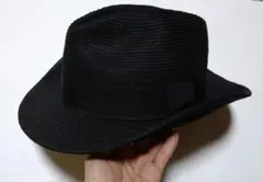 ブラック 黒　ハット　帽子　 サテンリボン付き