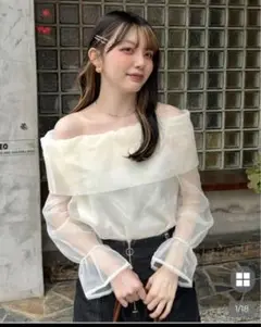 nugu オフショルダーシースルーブラウス フリーサイズ