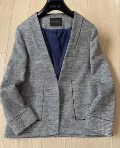 ツイードジャケット ノーカラージャケット