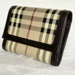 BURBERRY 2つ折り財布 ノバチェック PVC シャドーホース ベージュ