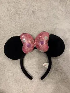 ミニーマウス風カチューシャ 黒とピンク