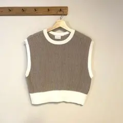 green label relaxing ニットベスト ブラウン・ホワイト