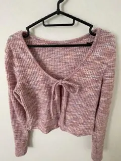 ピンク系 Vネックニット カーディガン