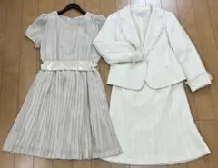 セレモニースーツ 3点セット ベージュドレス ホワイトジャケット
