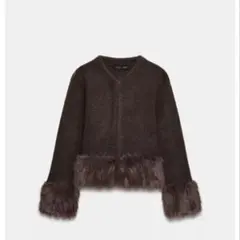 ZARA コントラストニットフェイクファージャケット