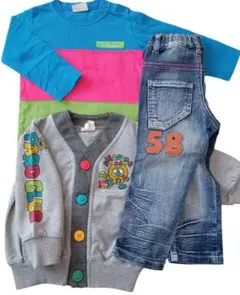 男の子 80 90 まとめ売り 3点 セット カーディガン ロンT デニムパンツ