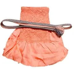 正絹　お洒落着用　帯締め帯揚げセット　コーラルピンク中抜き薔薇柄絞り　矢絣模様