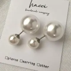 #343 8ミリスワロフスキーパール樹脂パールキャッチ付ピアス　ハンドメイド