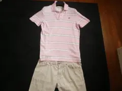 【アバクロ】ライトピンク半袖ポロシャツ&ショートパンツ！ハーフパンツ 半袖シャツ