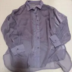 透け感パープル長袖シャツ フリーサイズ