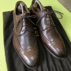 Calzoleria Toscana製革靴 ウイングチップ ダークブラウン 41