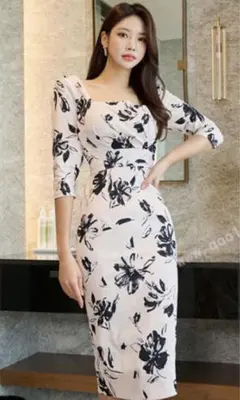 ワンピース　ドレス　長袖ロング　マキシ丈