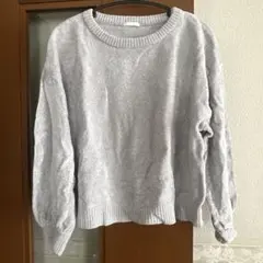 GU XXL バルーン袖 ライトグレー ニット