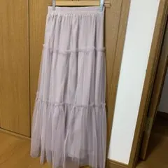 チュールティアードスカート　グレージュ