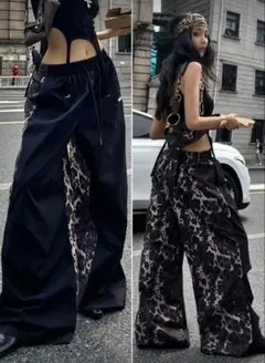 SHEIN 無地パッチワークレオパード柄パンツ　XS 新品