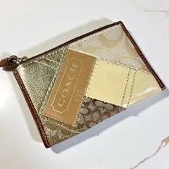 コーチ　coach パッチワーク　財布　カードケース　コインケース　ゴールド