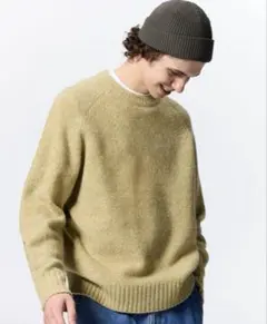 【GU】ブラッシー ニット クルーネック セーター Mサイズ YELLOW