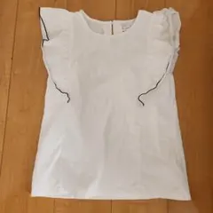 GLOBAL WORK フリル付き半袖ブラウス ホワイト 140cm