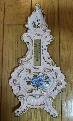 壁掛け花柄陶器温度計 約35cm イタリア製