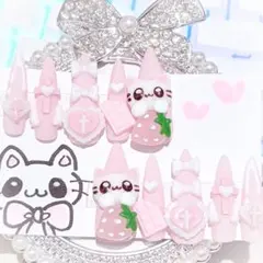 ෆ‪現品ෆ‪ ネイルチップ サブカル 地雷系 量産型 ゴテゴテ ピンク 平成女児