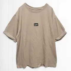 2313【リー】刺繍ロゴワッペンTシャツ ロールアップ袖 ブラウン L ゆったりのサムネイル