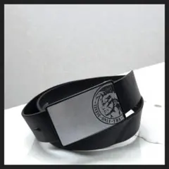 DIESEL レザーベルト プレートバックル メンズ ブラック 牛革