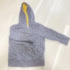 ジップアップパーカー グレー イエロー