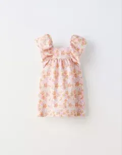 ZARAkids フラワープリント フリル袖 ワンピース