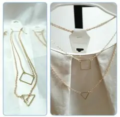 ②点セット　幾何学デザイン　ネックレス　スクエア　トライアングル　シンプル