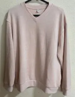 ソフトニットフリースVネックT Lサイズ ピンク