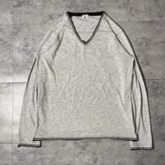 超人気 TK タケオキクチ Vネック 長袖 カットソー グレー チェック柄のサムネイル