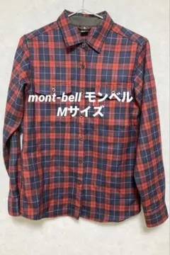 モンベル　メリノウール　トレールシャツ　中厚手　登山　チェック　Ｍ