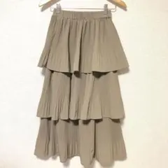 パ*ダ様 フリルロングスカート　ベージュ　トレンドスカート　ブラウン　モカ