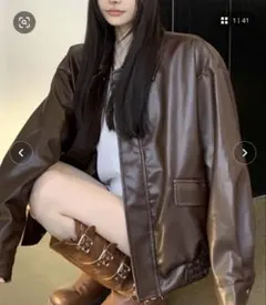 ブラウン レザージャケット Mサイズ