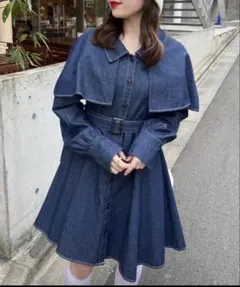 OLIVE des OLIVE ケープ付きミニワンピース　デニム