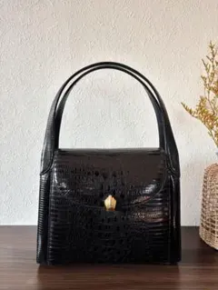 【激レア】 本革 ジャクルシー カイマントカゲ  JRA認定 ハンドバッグ ゴールド金具 エキゾチックレザー 希少 ワインレッド 激レア】 本革 ジャクルシー カイマントカゲ JRA認定 ハンドバッグ